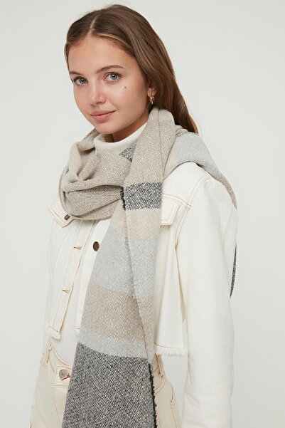Trendyol Collection Vícebarevný blokovaný měkký texturovaný dámský šátek TWOAW22AT0051