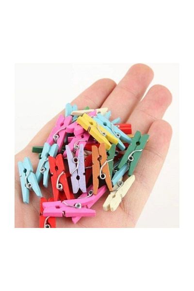 MEKAFİX 100 Pieces Colorful Small 2.5cm Pegs, Paperclip Photo Hanger Pegs