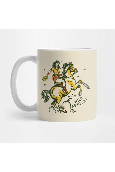 Pixxa Wild As Heck Cute Retro Cowgirl Art Cowboy Mug Cup