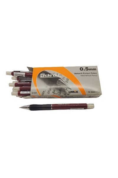 Umix Ackrow Versatil Pen 0.5 Tip Pen Claret Red 12 Pieces