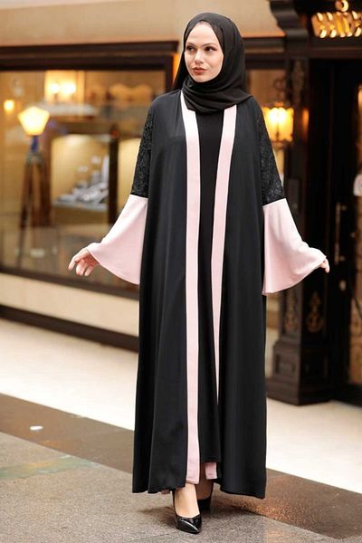 Neva Style - Salmon Hijab Abaya with Sleeves Detail 55510smn