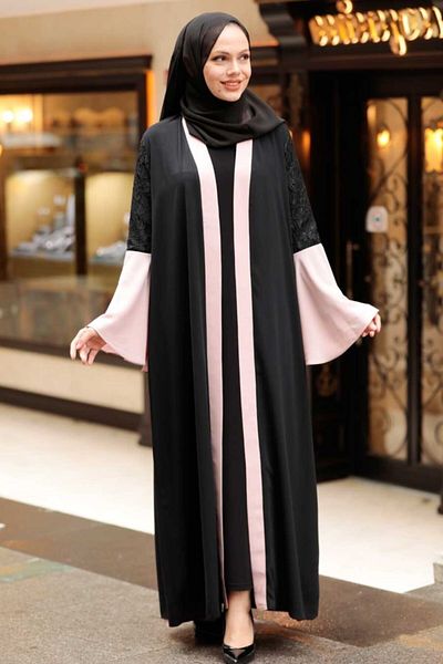 Neva Style - Powder Hijab Abaya with Sleeves Detail 55510pd