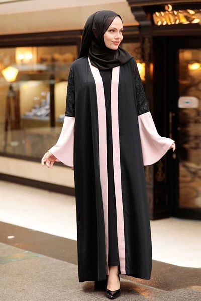 Neva Style - Powder Hijab Abaya with Sleeves Detail 55510pd