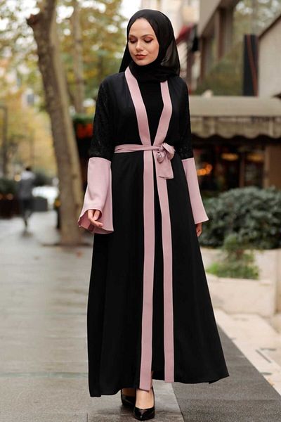 Neva Style - Dried Rose Hijab Abaya with Sleeves Detail 55510gk