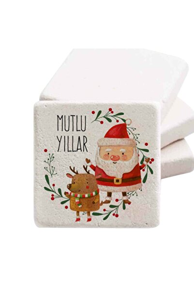 famous Yılbaşı Hediyesi Özel Kraft Kutusunda 5cm*5cm Doğal Taş Magnet 10 Adet