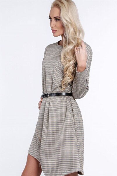 fasardi Fermuar Detaylı Asimetrik Mini Elbise