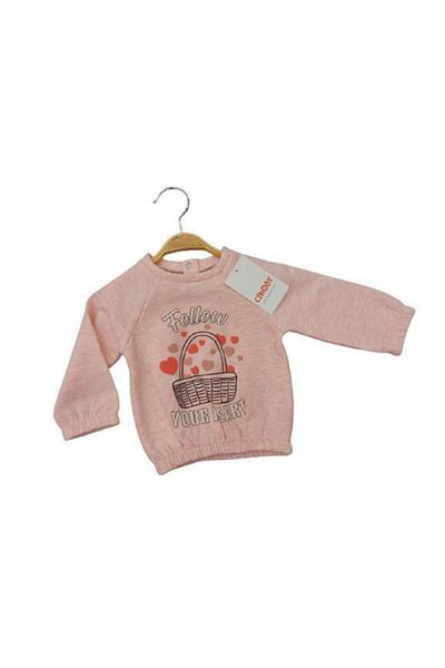 Çikoby Baby Girl Children's Winter Sweat with Ribbed Skirt and Elastic Follow Lettering