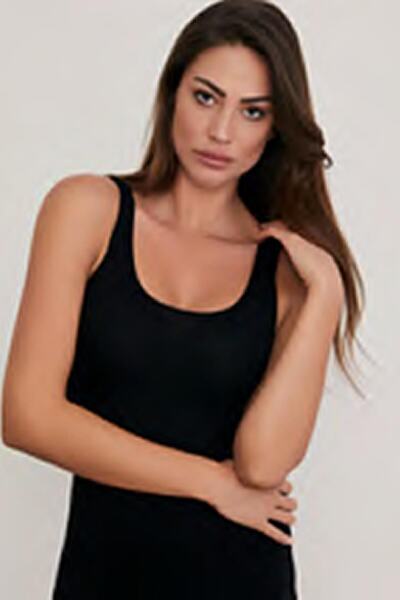 Eros Tricou negru cu bretele groase pentru femei - Lngesb-611s