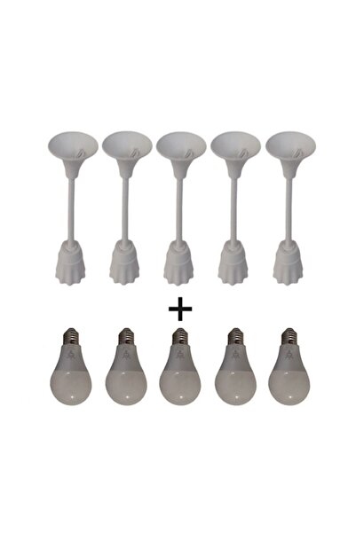 AynurLED Aynur 5 Adet 9w Led Ampul E27 Duy Normal Işık (4000 K) + 5 Adet Pors...