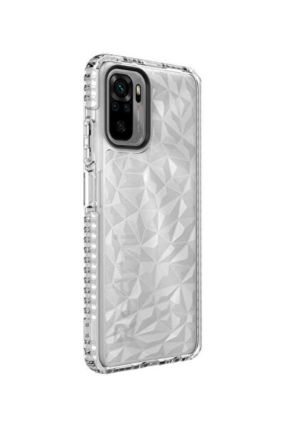 Molly Xiaomi Redmi Note 10 Uyumlu Kenarları Beyaz Renkli Kristal Piramit Şeff...