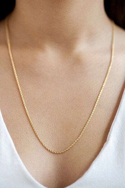 Cenova Kuyumculuk 14 Ayar Altın Ince Halat Zincir Kolye