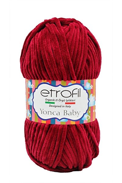 Etrofil يونكا بيبي 70344 خيط محبوك يدويًا من المخمل باللون الأحمر الداكن