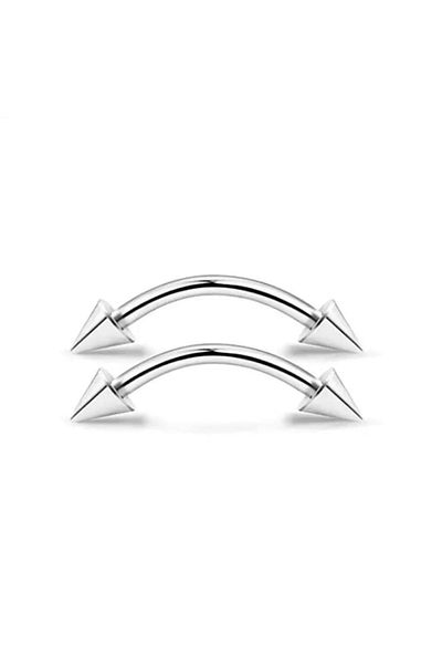 Jaida Moda Unisex Gray Surgical Steel Set of 2 Rook and Eyebrow Piercing