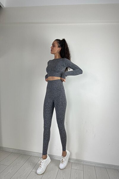 MAGZA Gray Push Up Recovery Long Slide Leggings Set