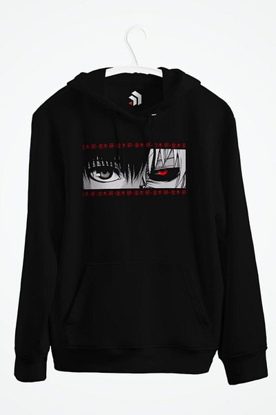 karikatürstore Tokyo Ghoul Kaneki Anime Printed Hooded Sweatshirt