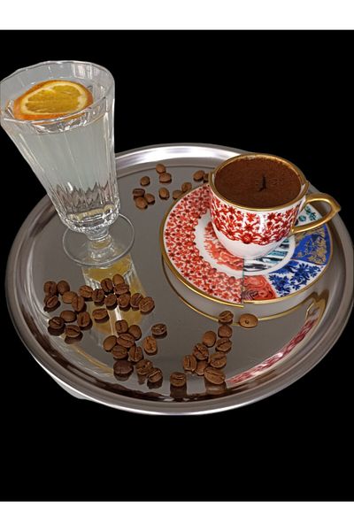 AYZ HOME 2-Piece Round Steel Presentation Tray 21.5cm