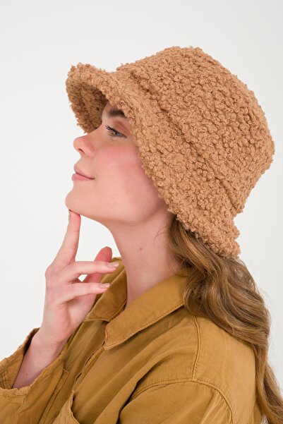 GLANSEO قبعة دلو قطيفة على شكل تيدي الجمل للسيدات