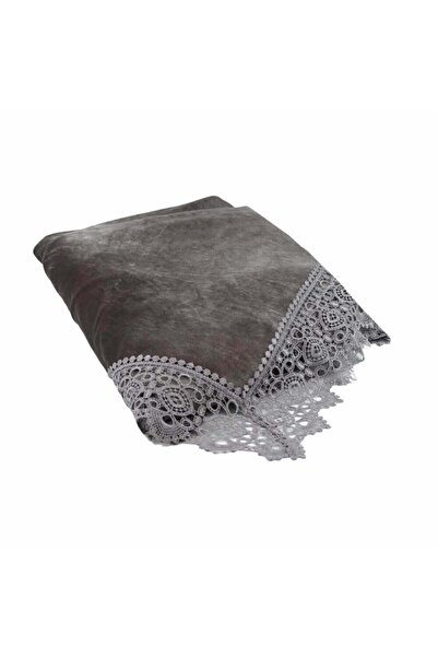 Asitanart مفرش طاولة مخملي رمادي لـ 12 شخصًا