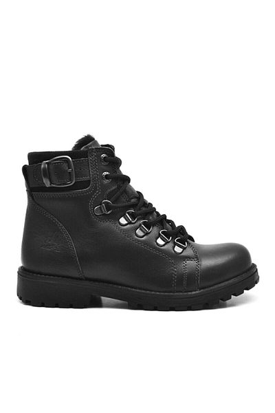 Rıdvan Çelik Μαύρες γούνινες μπότες Unisex από γνήσιο δέρμα με φερμουάρ