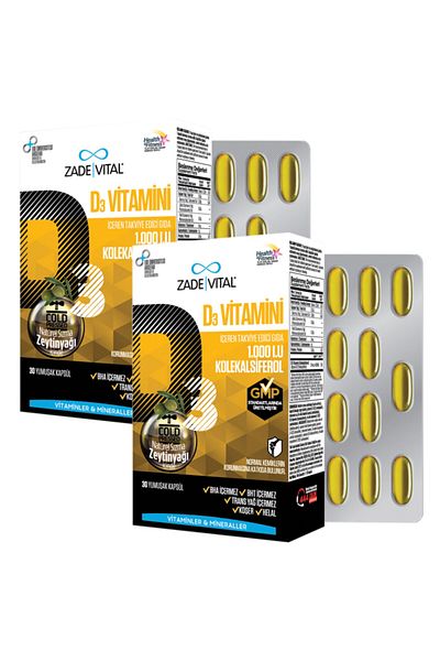 Zade Vital Vitamin D3 Olive Oil 2 Boxes (60 Capsules)