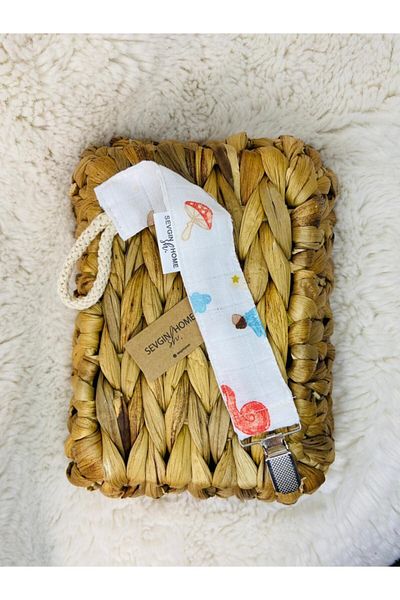 Sevgin Home Muslin Pacifier Strap Squirrel Pacifier