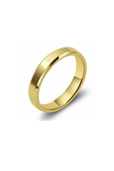 Erer Gümüş Çelik altın kaplama 4 mm düz alyans yüzük