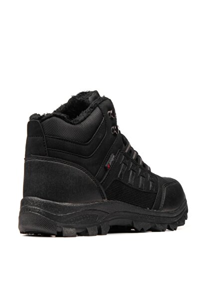 XStep Suya Dayanıklı Outdoor Trekking Fermuarlı Erkek Çocuk Siyah Renk Günlük Yün Kışlık Bot