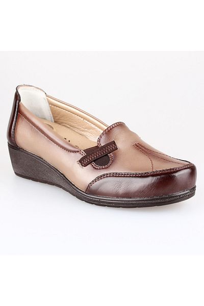 EDİK Shoes Leather Lining Heel Cushioned System Mink