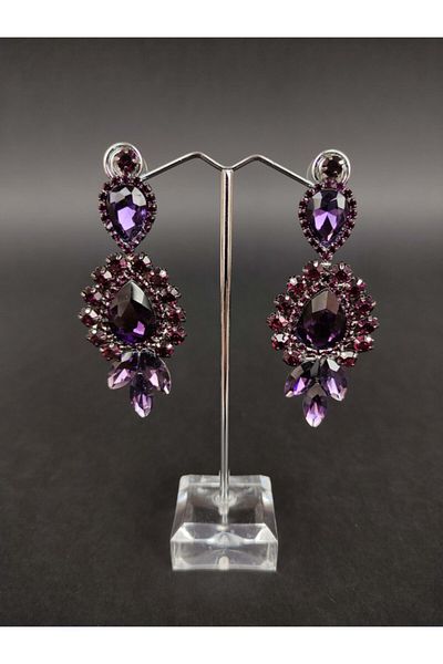 Türkay Aksesuar Purple Crystal Stone Henna Wedding Bridal Earring – Bijoux Earring – Bijoux Earring – Bijoux Earring