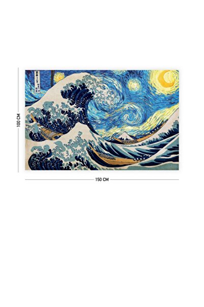 Vagonik Büyük Dalga Ve Yıldızlı Gece Duvar Örtüsü Halısı 140 X 100 Cm-70x100 Cm