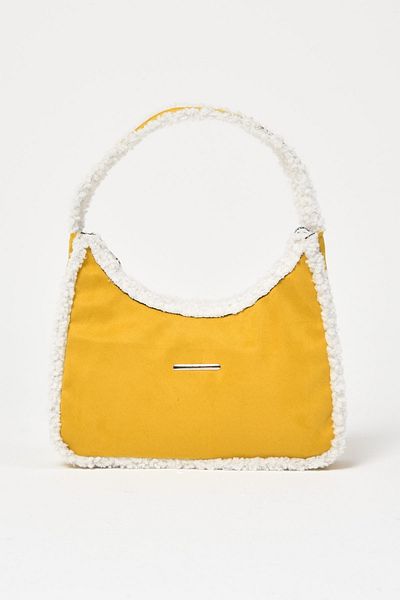 Çantacımstore Women's Strap Double Sided Wool Baguette Bag Yellow