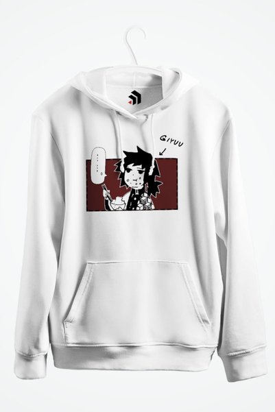 karikatürstore Giyuu Tomioka Demon Slayer Anime Baskılı Kapşonlu Sweatshirt