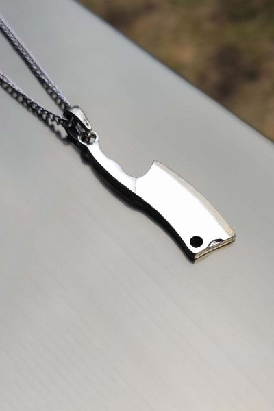 The Collection Masterchef Silver Colored Axe Line - Zamak Coating with Cook's Necklace Clip