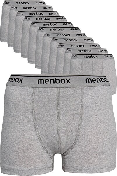MENBOX Чоловічі сірі класичні боксери з еластаном, 12 шт.
