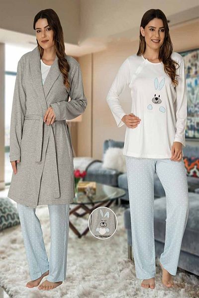 Effort Pijama Σετ πιτζάμες εγκυμοσύνης με κεντημένο μοτίβο κουνελιού Caterpillar 3090