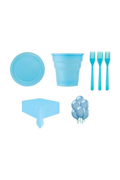 BalonEvi Partiyeri Birthday Economical Party Set for 25 People Blue
