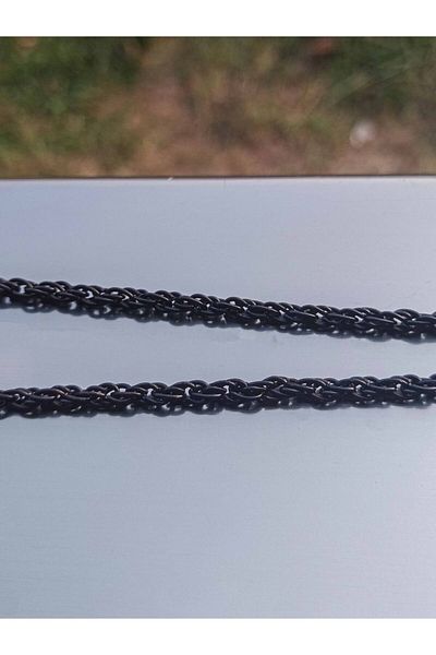 The Collection Black Color Leaf Figured 70 cm Necklace