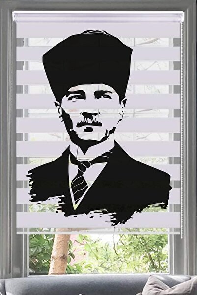 Lotus Atatürk Baskı Zebra Perde-ofis-oturma Odası-ataturk6