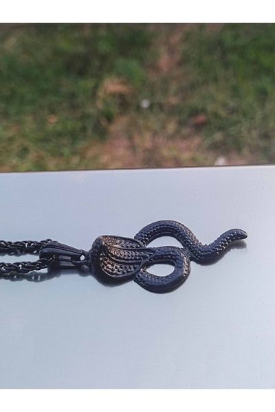 The Collection Cobra Snake Model Black Men's Necklace