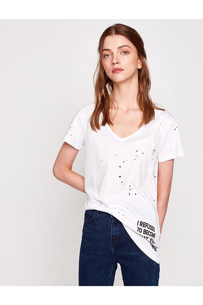 Koton Tricou alb pentru femei 7YAF10128FK
