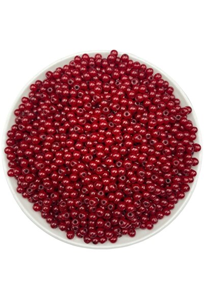 Hedef Bijuteri 4mm Üzeri Desenli Damarlı Kırmızı Cam Boncuk , Cam Takı Yapım ...