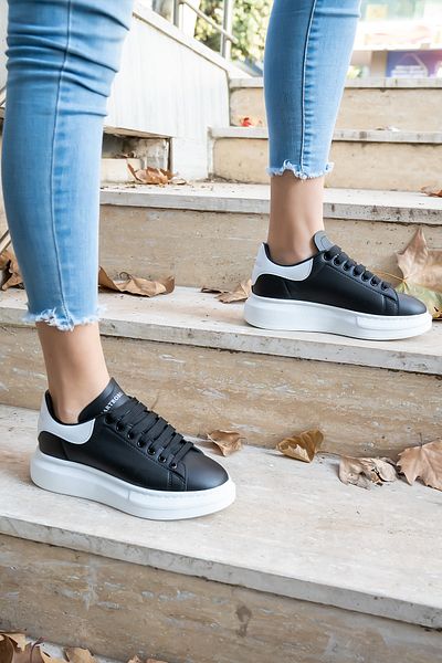 Blyss Unisex černá bílá teniska s tlustou podrážkou bílé sportovní boty