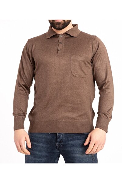 NACAR STORE Men's Thin Wool Knitwear Knitted Polo Neck Buttoned Dad Sweater