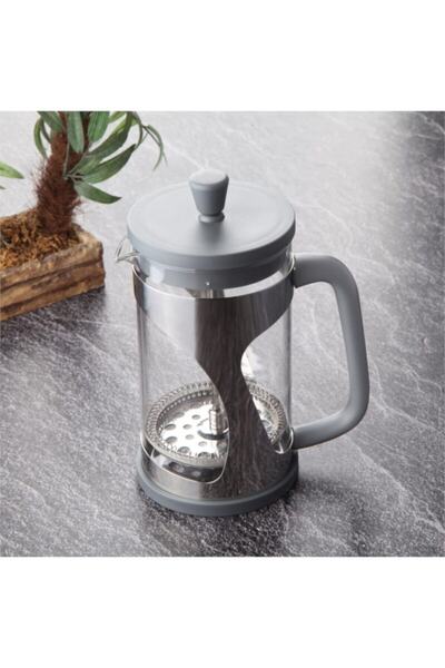 YzHome 600 Ml Borosilikat Cam French Press Bitki Süzgeci Gri