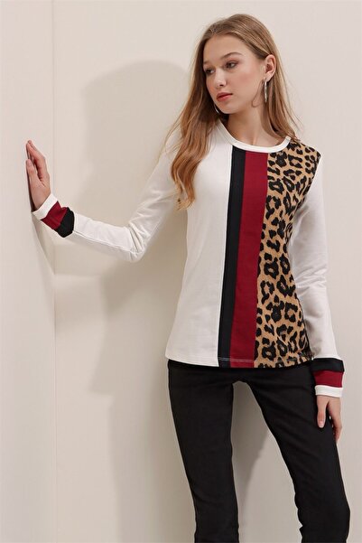 AQE FASHION Γυναικεία λεοπάρ μπλούζα με λεοπάρ στάμπα