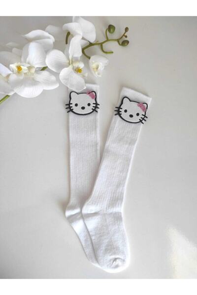 Nisii Bujiteri Kız Bebek Hello Kity Keçe Figürlü Diz Altı Çorap