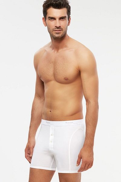Kom Ανδρικό χτενισμένο βαμβακερό Lycra Compact Long Short Boxer με διπλό κουμπί 6 τεμαχίων