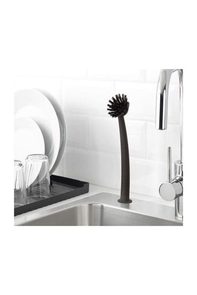 VIDEVECKMAL Dish brush with soap dispenser, bright orange - IKEA