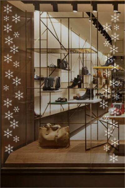 Teknik Reklam 40 قطعة من ملصقات ندفة الثلج الزجاجية للعام الجديد وديكور عيد ا...