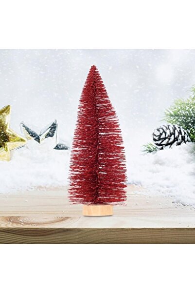 Yenigeldi (15 CM) Pom de pin roșu pentru masă de Crăciun, pom cu sclipici, de...